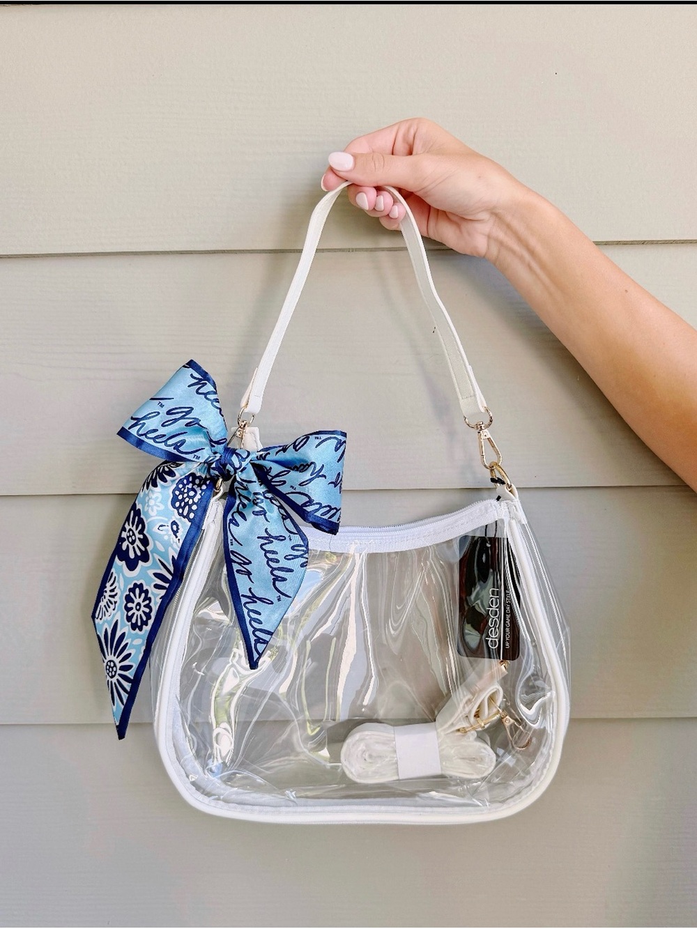 NC Tar Heels Sara Clear Purse with Skinny Scarf - Gameday, Chapel Hill